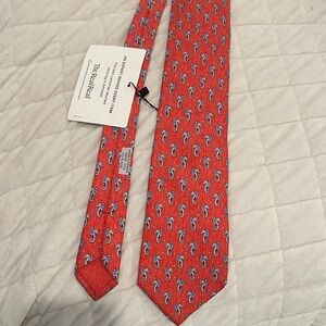 Hermes Vibrant Red Tie with Seahorse Design